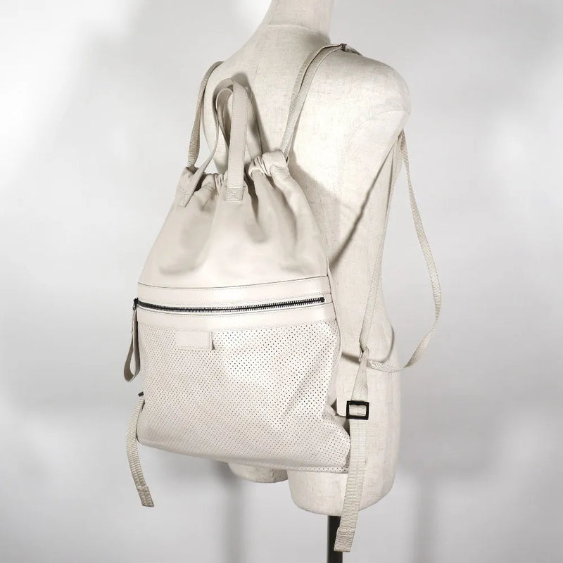 Bottega Veneta Drawstring Perforated Leather Beige Calfskin Bag