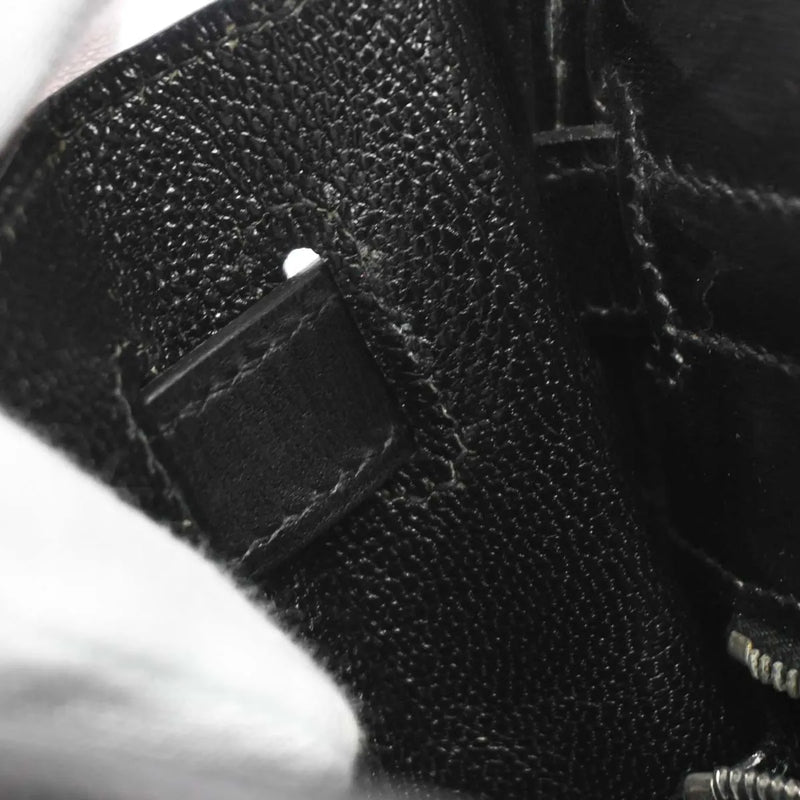 Hermes Kelly Black Box Calf With Palladium Hardware Leather Bag