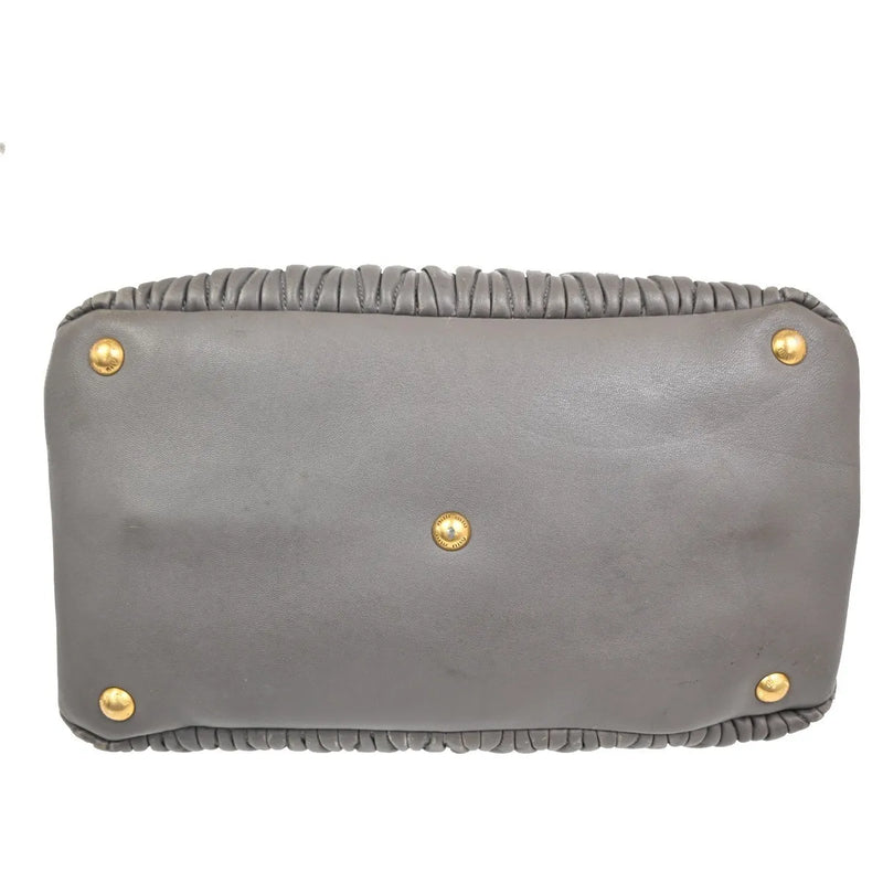 Miu Madras Bowler Matelasse Leather Purple Bag