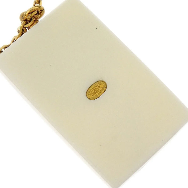 Chanel Vintage Cc Rectangular Pendant Metal And Resin Gold Gold_plated Jewelry