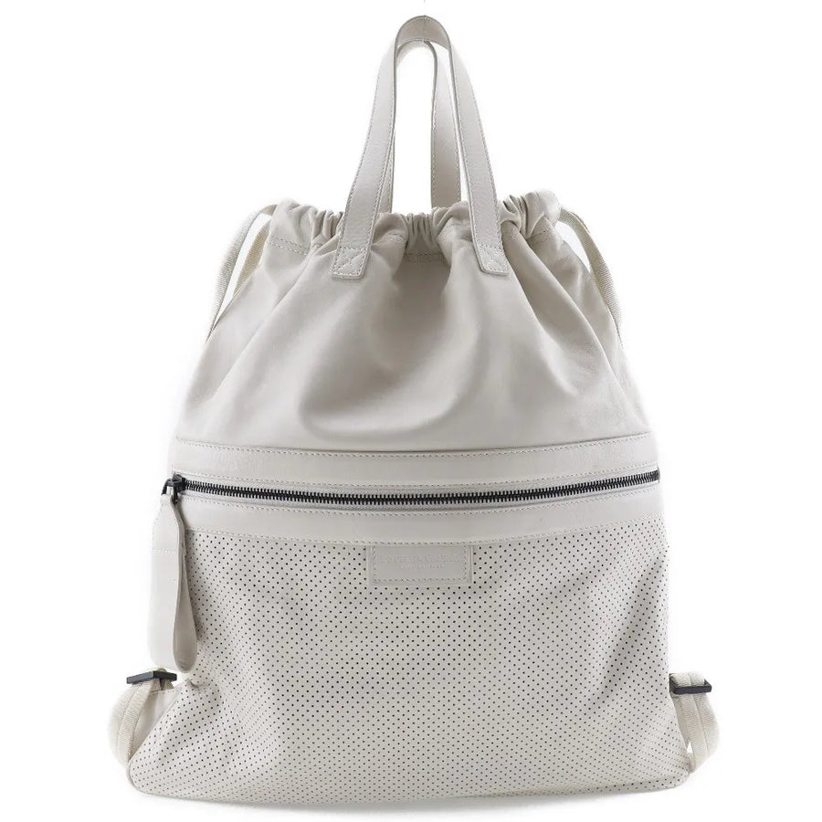 Bottega Veneta Drawstring Perforated Leather Beige Calfskin Bag