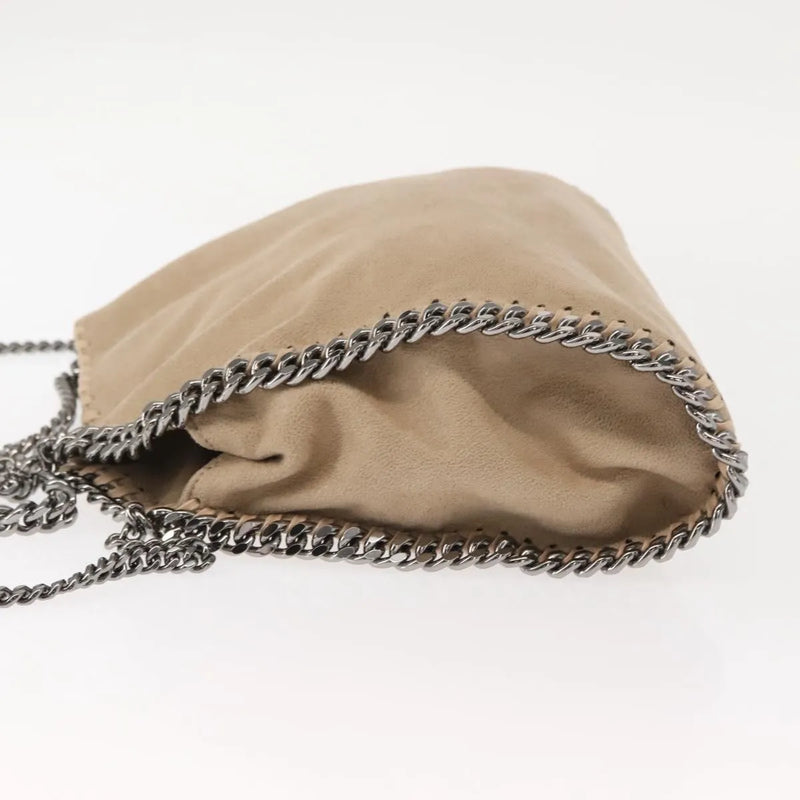 Stella Mccartney Falabella Fold Over Shaggy Deer Beige Polyester Bag