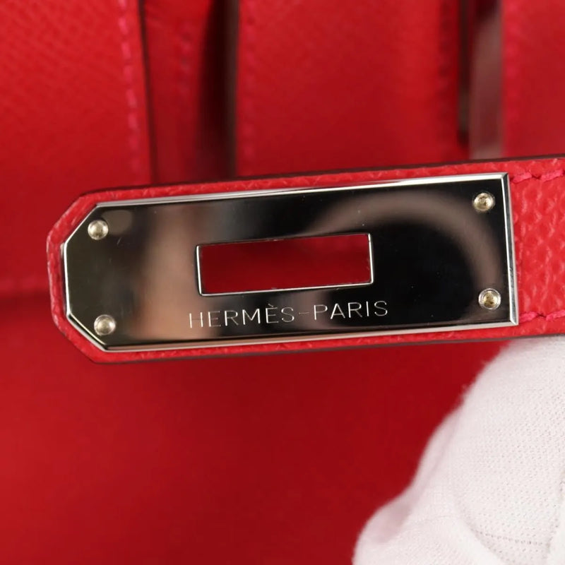Hermes Birkin Red Epsom With Palladium Hardware Leather Bag