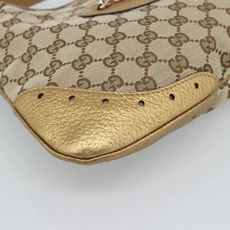 Gucci Vintage Jackie O Chain Hobo Gg Canvas Beige Bag