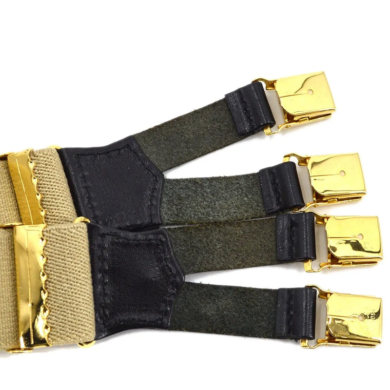 Chanel Logo Suspenders Canvas Beige Accessory