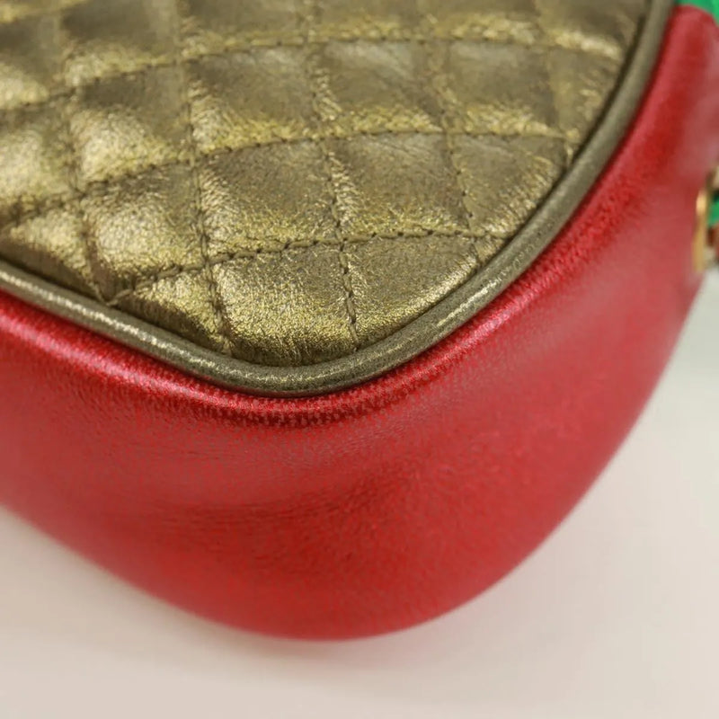 Gucci Trapuntata Camera Quilted Laminated Leather Red Bag