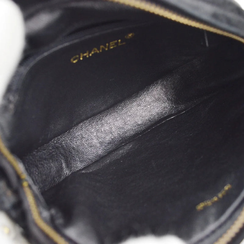 Chanel Cc Mark Round Chain Black Suede Bag