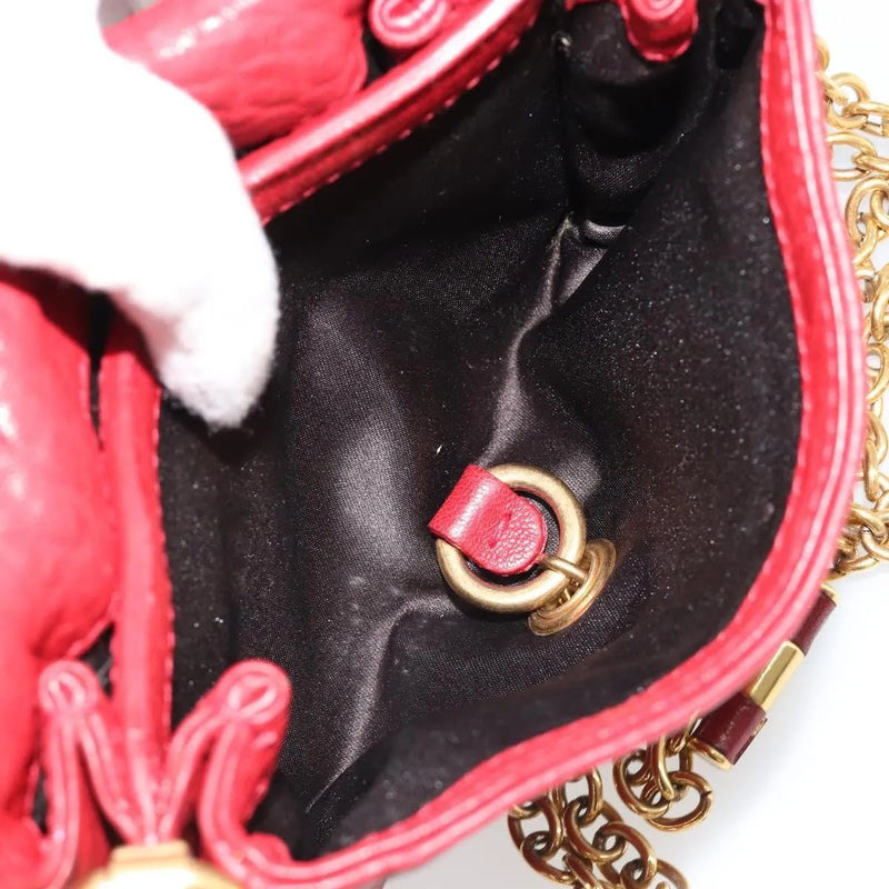 Saint Laurent Chain Leather Red Bag