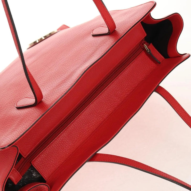 Gucci Grand Prix Interlocking Gg Tote Grainy Leather Red Bag