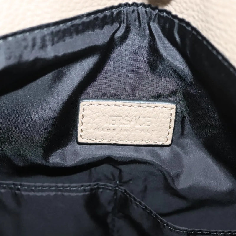 Versace La Medusa Tote Embossed Canvas Beige Leather Bag