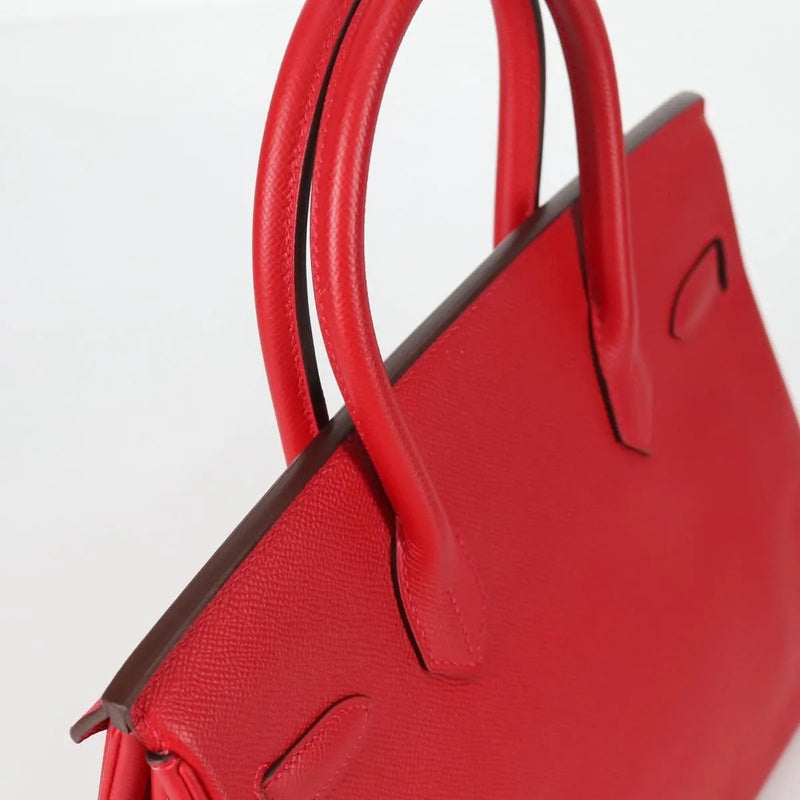 Hermes Birkin Red Epsom With Palladium Hardware Leather Bag