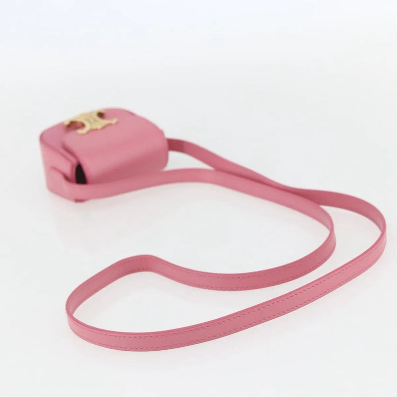 Celine Triomphe Shoulder Smooth Calfskin Pink Leather Bag