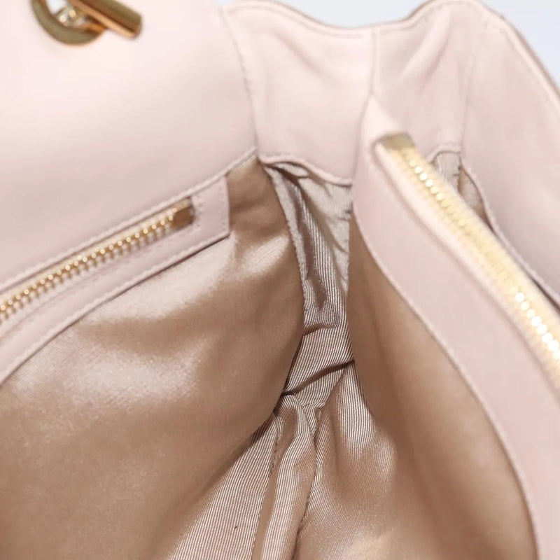 Salvatore Ferragamo Gancini Chain Leather Beige Bag
