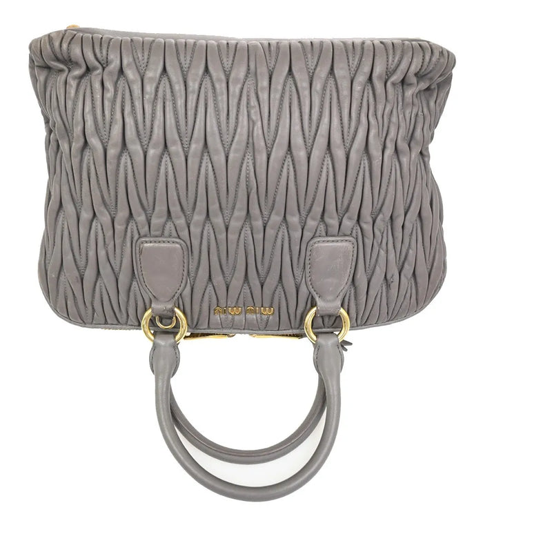 Miu Madras Bowler Matelasse Leather Purple Bag