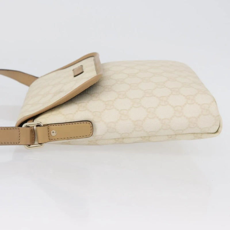 Gucci Flap Messenger Gg Coated Canvas Beige Bag