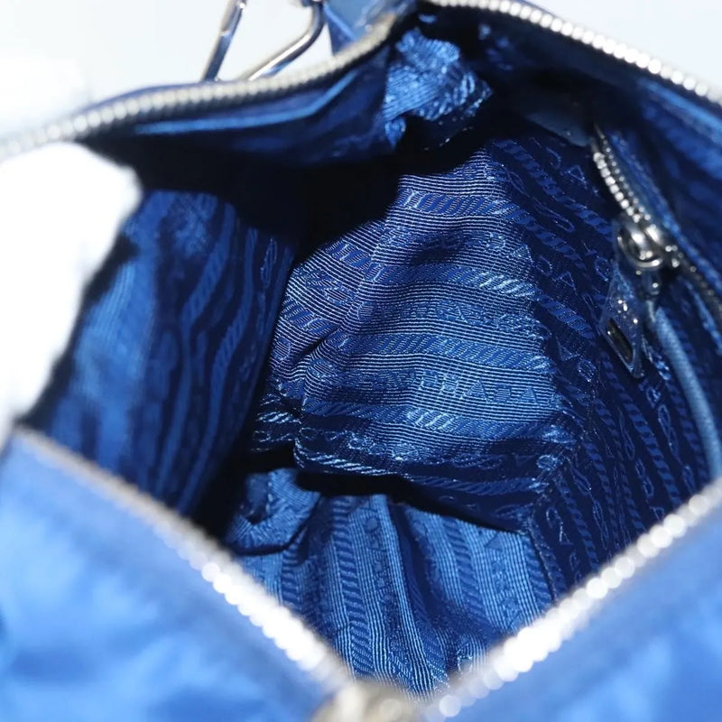 Prada Flat Messenger Tessuto With Leather Blue Nylon Bag