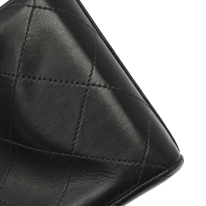 Chanel Vintage Cc Chain Flap Shoulder Quilted Lambskin Black Leather Bag