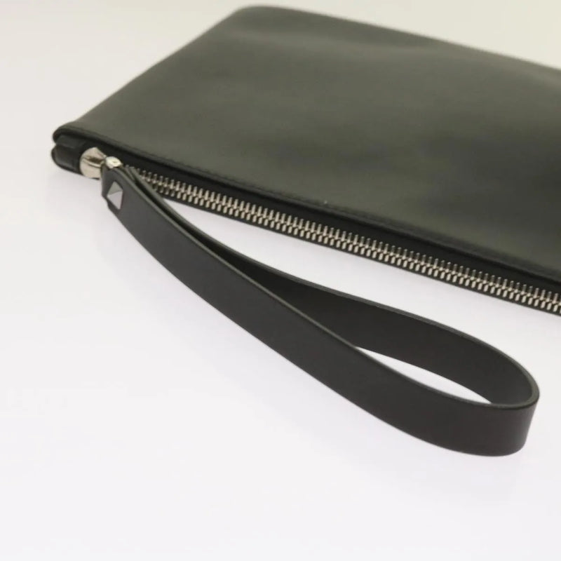 Valentino Garavani Vltn Wristlet Clutch Printed Leather Black Bag