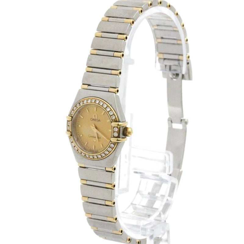 Omega Constellation Quartz Stainless Steel And Yellow Gold With Diamond Bezel Markers Mother Of Pearl Watch