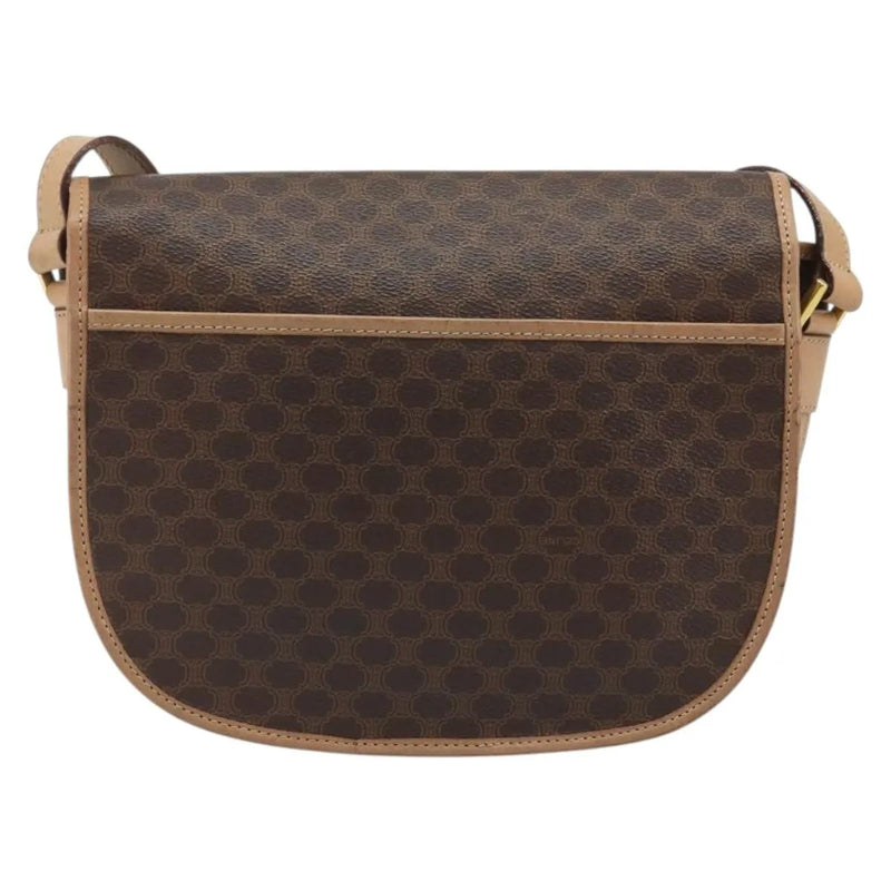 Celine Vintage Macadam Canvas And Leather Brown Bag
