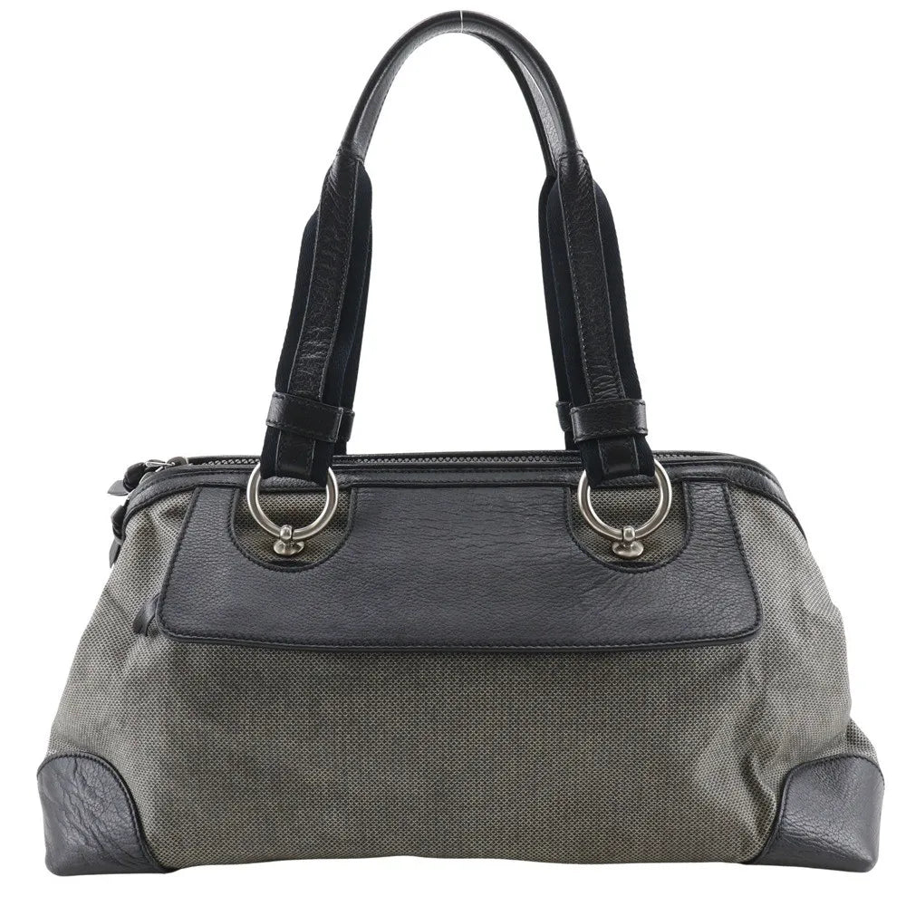 Bottega Veneta Vintage Leather Gray Canvas Bag