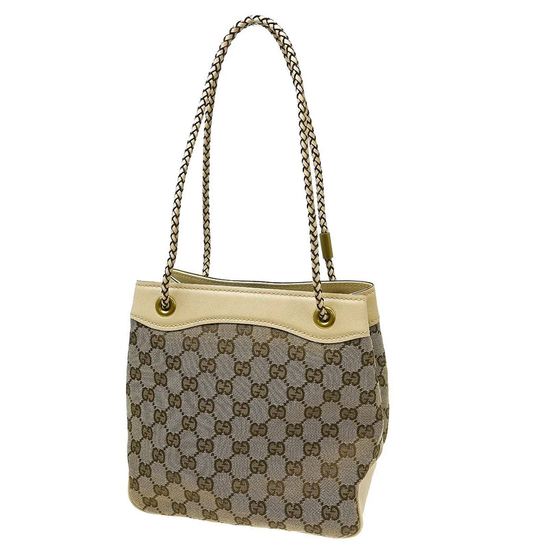 Gucci Miss Gg Tote Canvas With Leather Beige Bag
