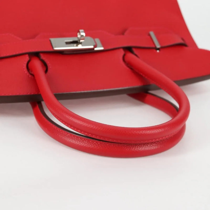 Hermes Birkin Red Epsom With Palladium Hardware Leather Bag