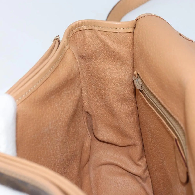 Celine Vintage Macadam Canvas And Leather Brown Bag