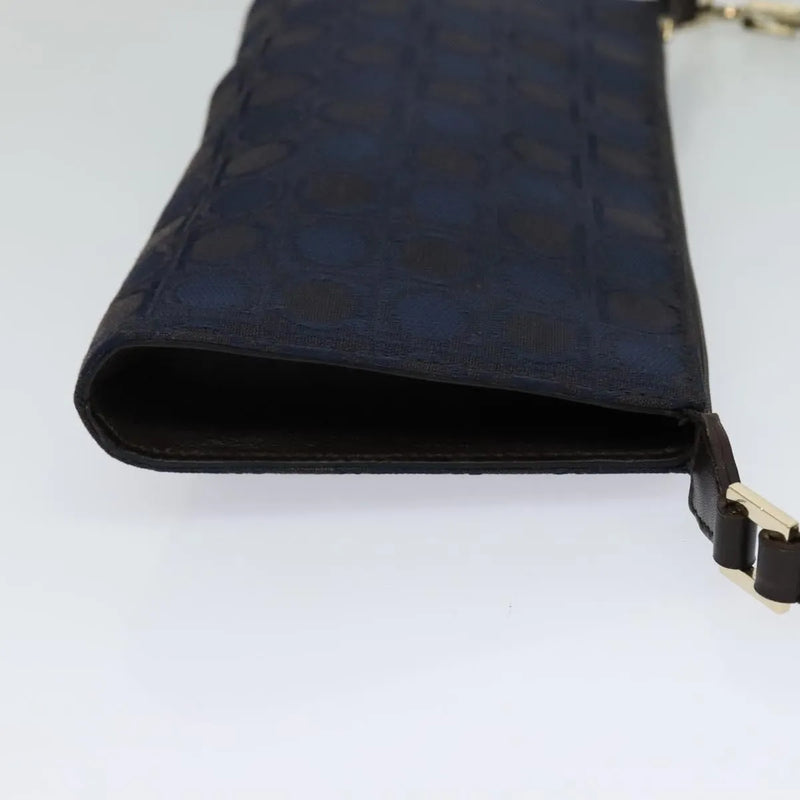Salvatore Ferragamo Gancini Canvas Navy Bag