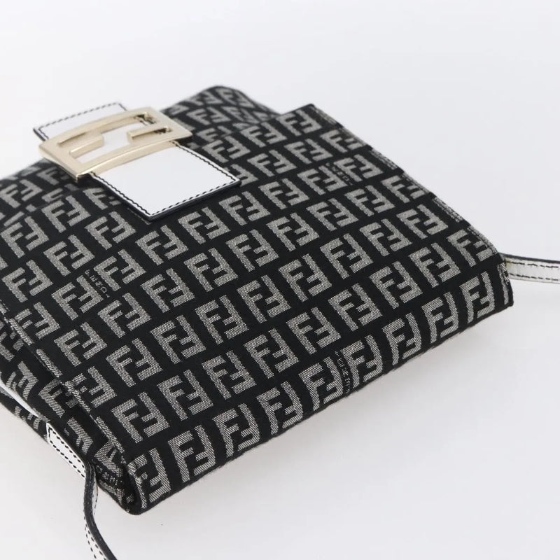 Fendi Vintage Flap Zucchino Canvas Black Bag