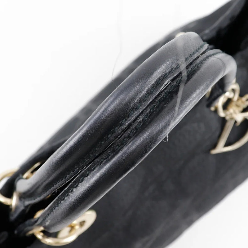 Christian Dior Lady Cannage Matelassé Black Canvas Bag