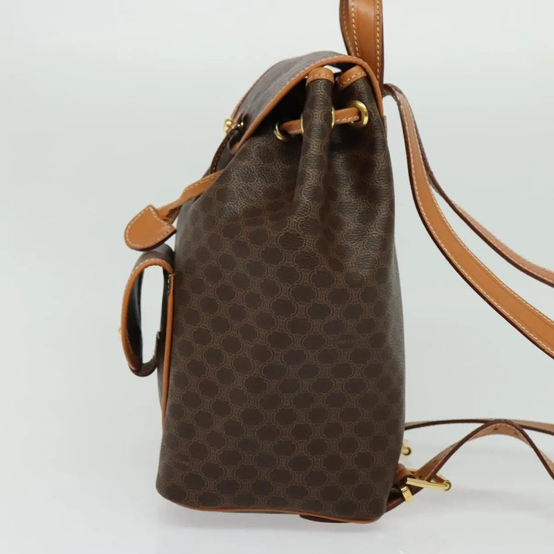 Celine Vintage Macadam Canvas And Leather Brown Pvc Bag