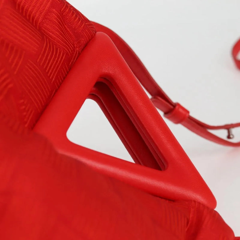 Bottega Veneta Point Chunky Knit Fabric Red Nylon Bag