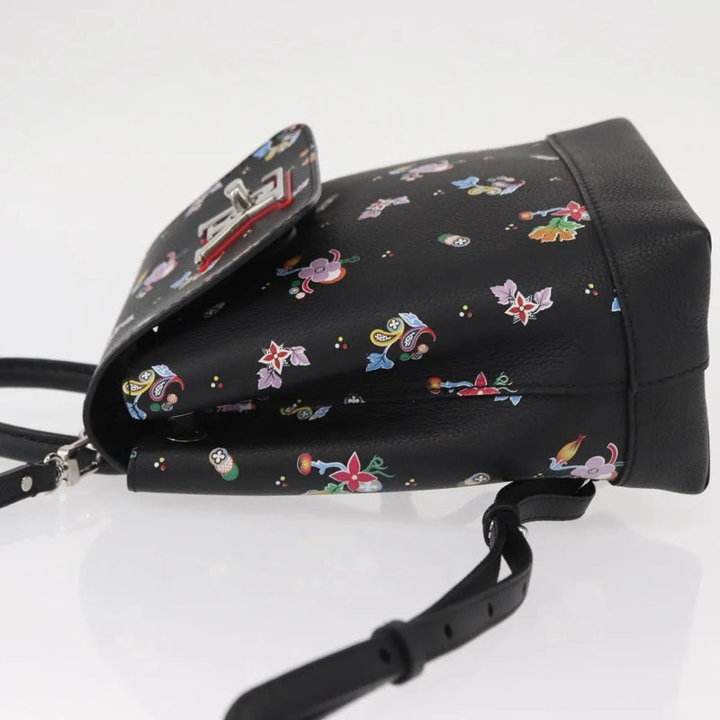 Louis Vuitton Lockme Floral Printed Leather Black Bag