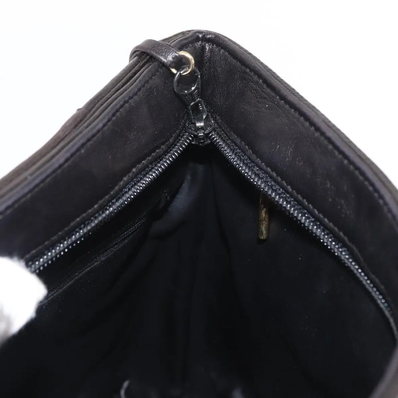 Bally Vintage Chain Quilted Leather Black Bag