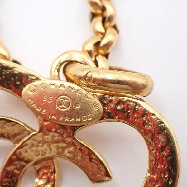 Chanel Vintage Cc Heart Pendant Long Metal Gold Gold_plated Jewelry