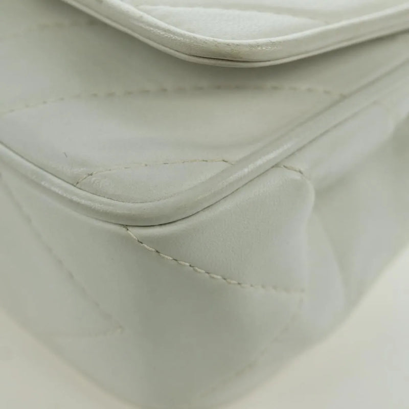 Chanel Vintage Gripoix Flap Leather White Bag
