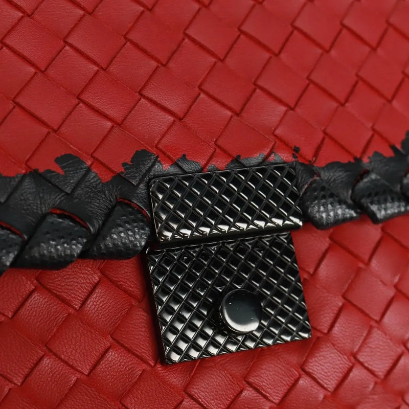 Bottega Veneta Glass Intrecciato Nappa With Snakeskin Red Leather Bag