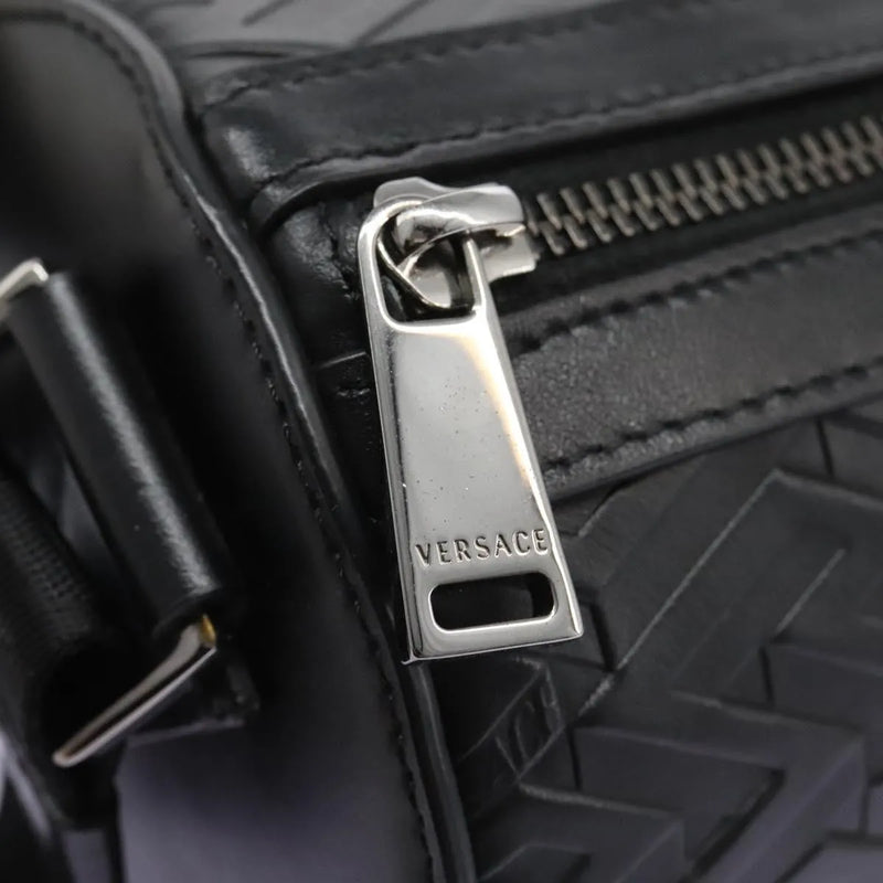 Versace La Greca Leather Black Bag