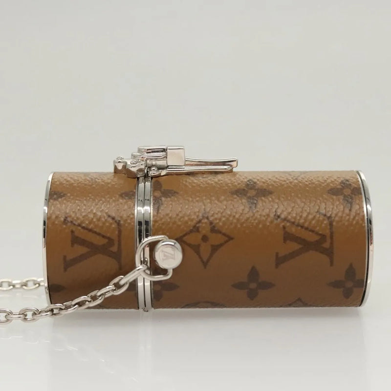 Louis Vuitton Lipstick Case On Chain Reverse Monogram Canvas Brown Bag