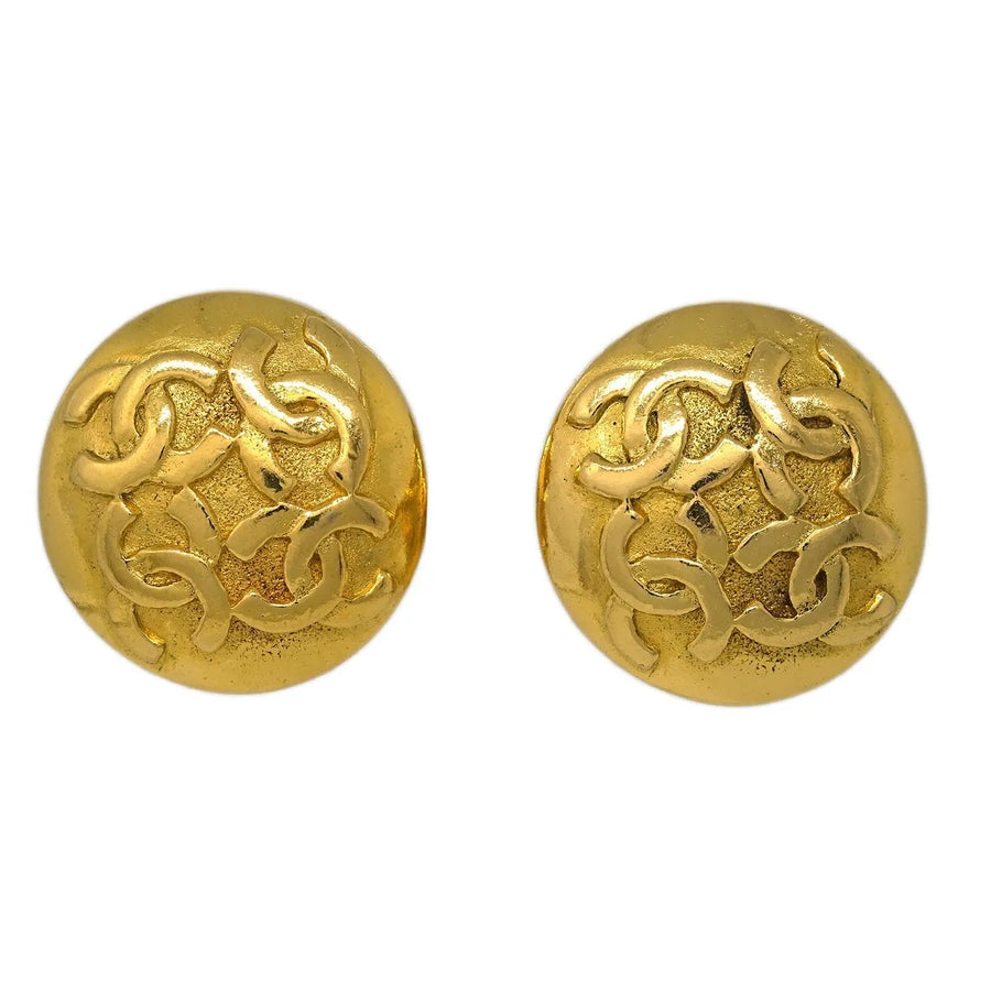Chanel Cc Round Metal Gold Gold_plated Jewelry