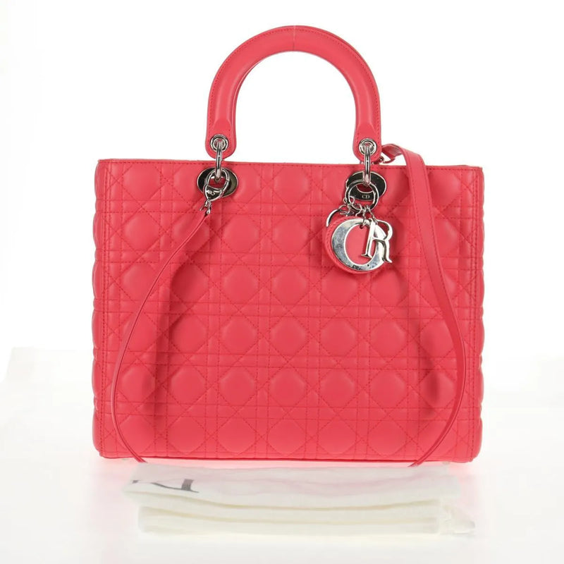 Christian Dior Lady Cannage Matelassé Pink Leather Bag