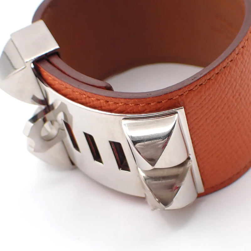 Hermes Collier De Chien Leather Orange Jewelry