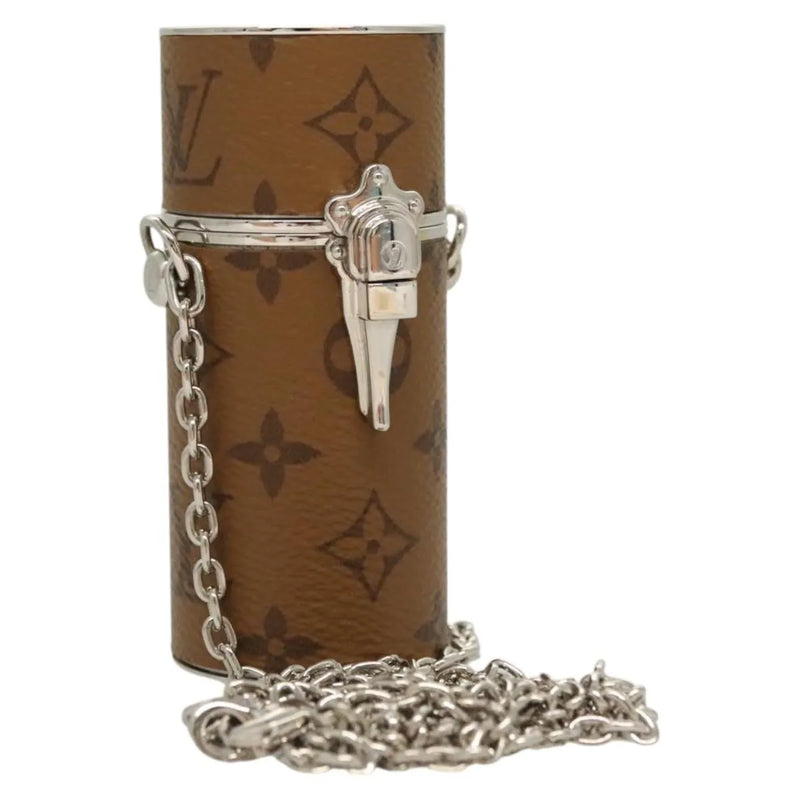 Louis Vuitton Lipstick Case On Chain Reverse Monogram Canvas Brown Bag