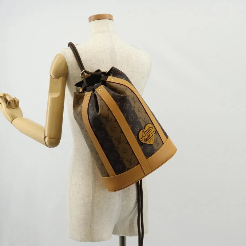 Louis Vuitton Nigo Randonnee Limited Edition Stripes Monogram Canvas Brown Bag
