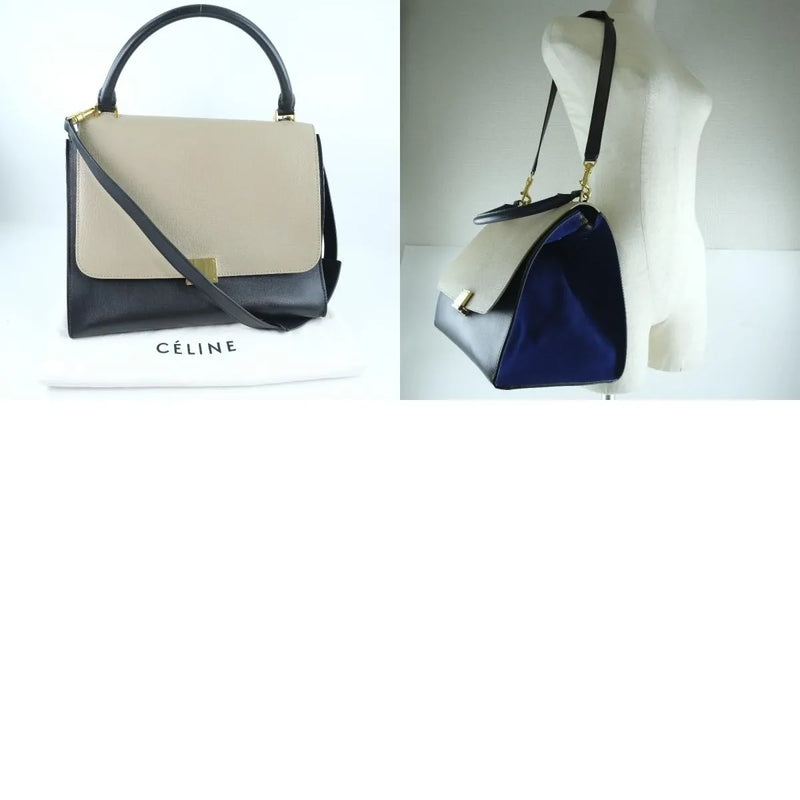 Celine Trapeze Leather With Suede Black Bag