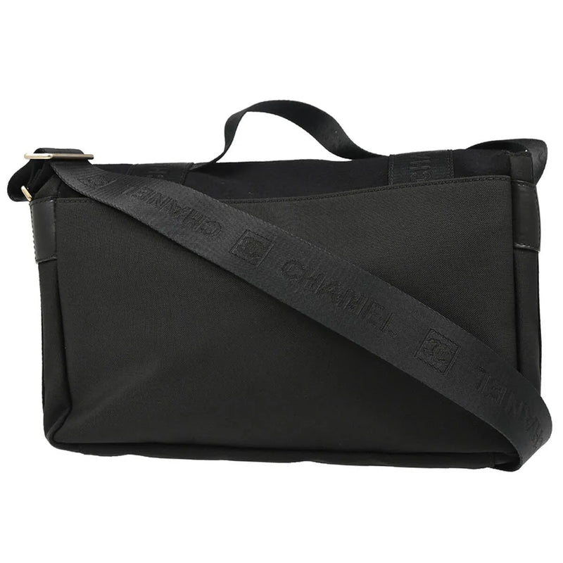 Chanel Sport Line Flap Messenger Wool And Nylon Black Bag