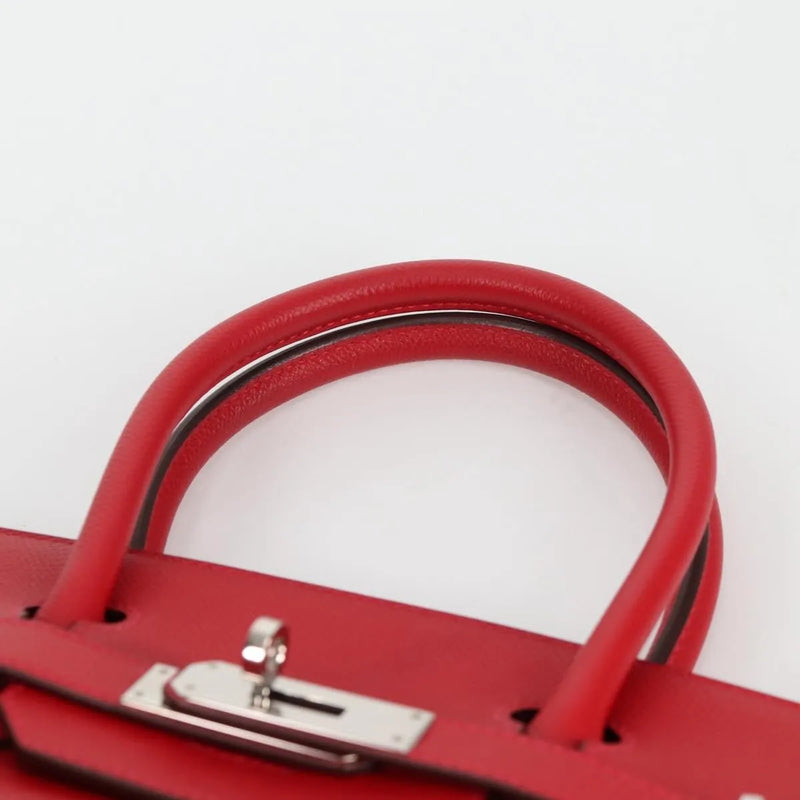 Hermes Birkin Red Epsom With Palladium Hardware Leather Bag
