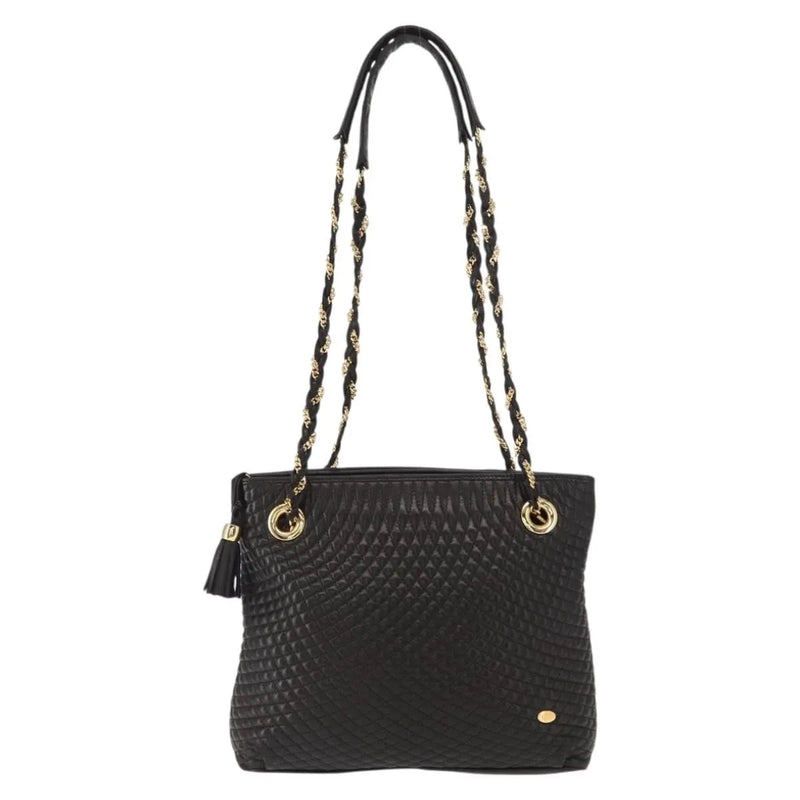 Bally Vintage Chain Quilted Leather Black Bag