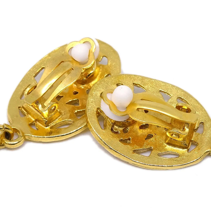 Chanel Cc Oval Tag Drop Hoop Metal Gold Gold_plated Jewelry